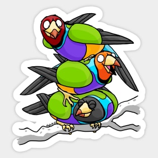 Gouldian Finches Tower Sticker